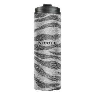 Zwart & Wit Zebradruk Glamoureuze Chic Thermosbeker