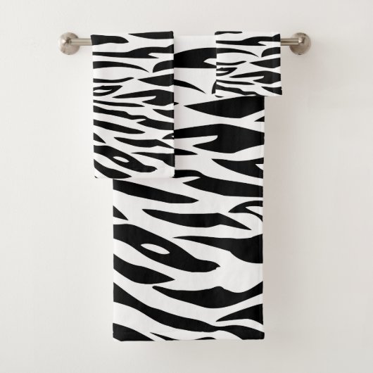 Zwart-wit zebrapatroon badhanddoek bad handdoek (Insitu)