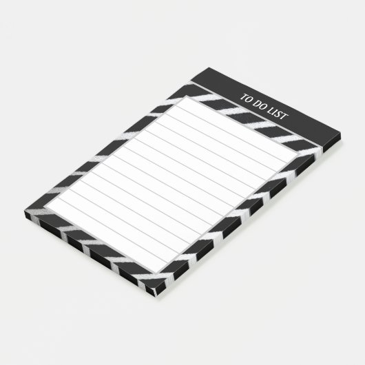 Zwart-wit zebrapatroon dat bedoeld is om een lijst post-it® notes (Schuin)