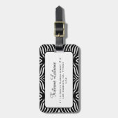 Zwart-wit zebrapatroon Gepersonaliseerd Bagagelabel (Voorkant verticaal)