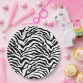 Zwart-wit zebrapatroon gestreept papieren bordje (Feest)