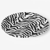 Zwart-wit zebrapatroon gestreept papieren bordje (Gekanteld)