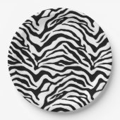 Zwart-wit zebrapatroon gestreept papieren bordje (Voorkant)
