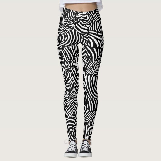 Zwart-wit zebrapatroon leggings (Voorkant)