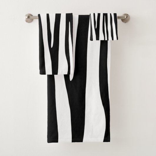 Zwart-wit zebrapatroon, modern design bad handdoek (Insitu)