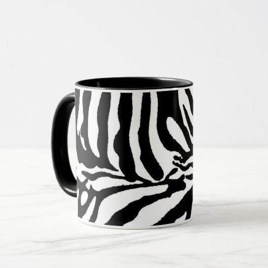 Zwart wit zebrapatroon wilde safari dieren mok (Voorkant links)