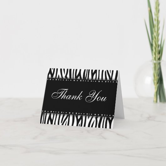 Zwart-wit zebraprint diamanten bedankt (Voorkant)