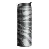 Zwart-wit zebraprint glamoureus chic thermosbeker (Gedraaid links)