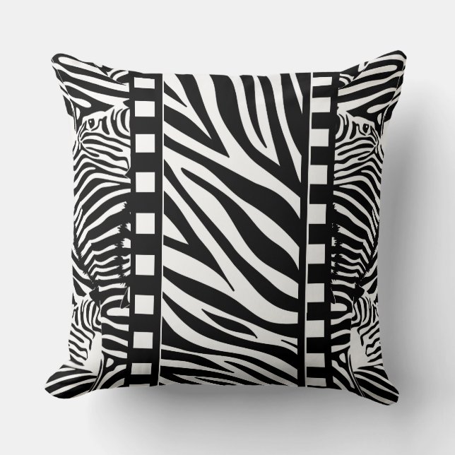 Zwart-wit zebraprint  kussen (Voorkant)