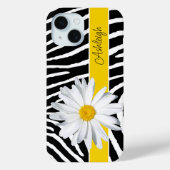 Zwart, wit zebraprint, madeliefje Case-Mate iPhone case (Achterkant)