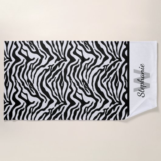 Zwart-wit zebraprint strandlaken (Voorkant)