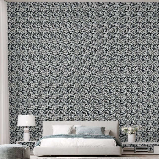 Zwart-wit zebraprintpatroon behang (Slaapkamer)