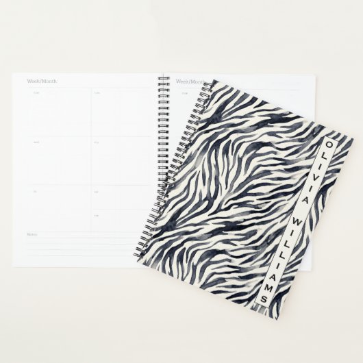 Zwart-wit zebraprintpatroon planner (Display)