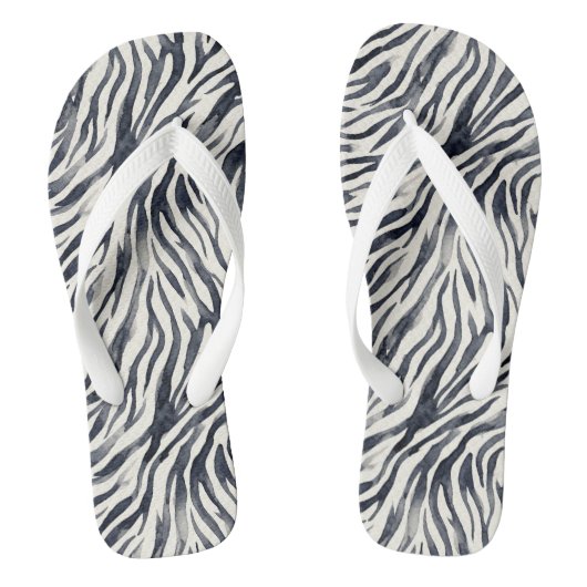 Zwart-wit zebraprintpatroon teenslippers (Voetbed)