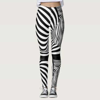 Zwart & Wit Zebrastrepen Illusie Leggings