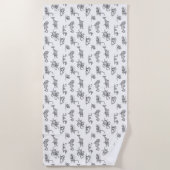 zwart-wit Zee Monster Line Art Beach Strandlaken (Voorkant)