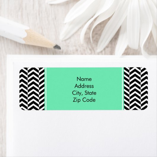 Zwart, wit Zee Schuimkavron Pattern Etiket (Insitu)