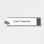 Zwart-wit Zee Turtle Gepersonaliseerd Bureau Naambordje (Voorkant)