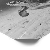 Zwart-wit Zee Turtle Tropical Printable Art Poster (Hoek)