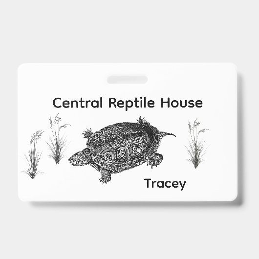 Zwart-wit Zee Turtle Zoo Guide Badge (Voorzijde)