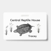 Zwart-wit Zee Turtle Zoo Guide Badge (Achterkant)