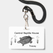 Zwart-wit Zee Turtle Zoo Guide Badge (Achterkant met lanyard)