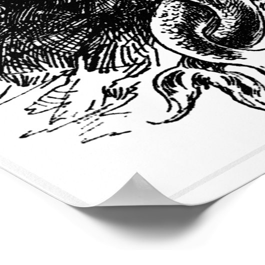 zwart-wit Zeemeermin Poster (Hoek)