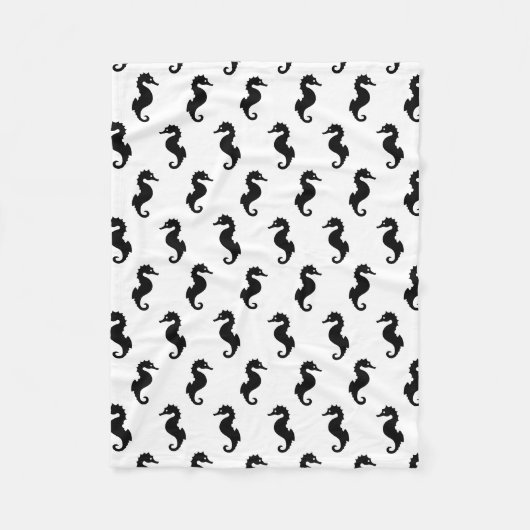 Zwart-wit zeepaardjespatroon fleece deken (Voorkant)