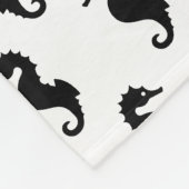 Zwart-wit zeepaardpatroon fleece deken (Hoek)