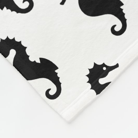 Zwart-wit zeepaardpatroon fleece deken (Hoek)