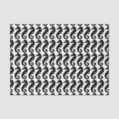 Zwart-wit zeepaardpatroon tissuepapier (Voorkant)