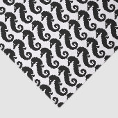 Zwart-wit zeepaardpatroon tissuepapier (Detail)