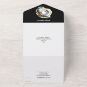 Zwart wit zeeschelp parel oester shell tropisch all in one uitnodiging (Buitenkant)