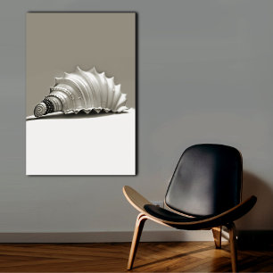 Zwart-wit zeeschelpen canvas afdruk