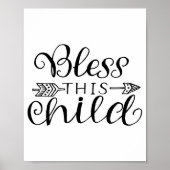 Zwart Wit Zegen Dit Kind Christelijk Kwekerij Poster (Voorkant)