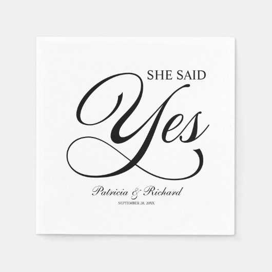 Zwart-wit zei ze: ja, feestdag servet (Voorkant)