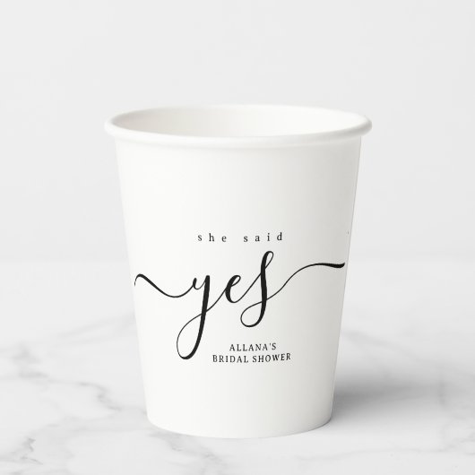 Zwart-wit zei ze ja Vrijgezellenfeest Papieren Bekers (Achterkant)