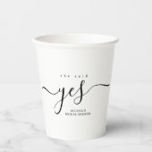 Zwart-wit zei ze ja Vrijgezellenfeest Papieren Bekers (Voorkant)
