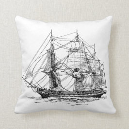 Zwart wit  zeilboot home decor kussen