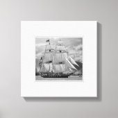 Zwart Wit Zeilschip Schoener Canvas Afdruk (Voorkant)