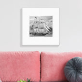 Zwart Wit Zeilschip Schoener Canvas Afdruk (Insitu (Woonkamer))