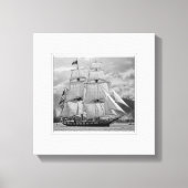 Zwart Wit Zeilschip Schoener Canvas Afdruk (Voorkant)