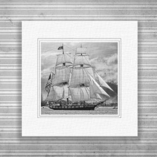 Zwart Wit Zeilschip Schoener  Canvas Afdruk