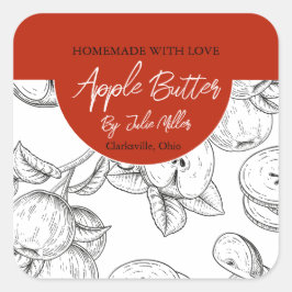Zwart-wit Zelfgemaakt Apple Butter Label