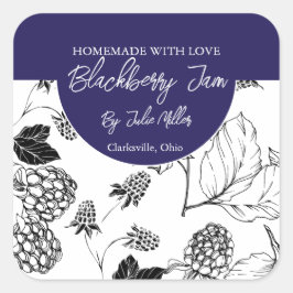 Zwart-wit Zelfgemaakt Blackberry Jam Label