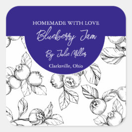 Zwart-wit Zelfgemaakt Blueberry Jam Label