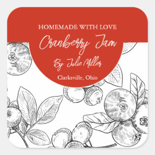 Zwart-wit Zelfgemaakt Cranberry Jam Label