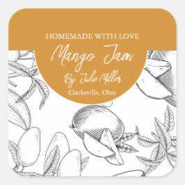 Zwart-wit Zelfgemaakt Mango Jam Label