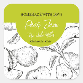 Zwart-wit Zelfgemaakt Pear Jam Label