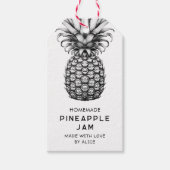 Zwart-wit zelfgemaakte ananas jam cadeaulabel (Voorkant)